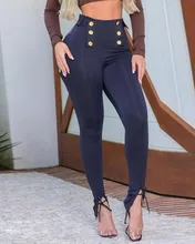 

Solid Color Double Breasted Split Leggings Slim Pants Women 2021 Spring and Autumn New