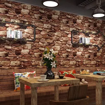 

Stone wallpaper simulation retro nostalgia 3d three-dimensional restaurant restaurant culture stone background wall paper
