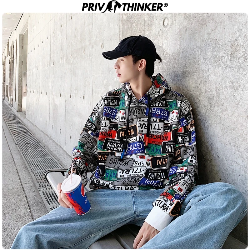 Privathinker мужские толстовки в стиле хип-хоп с принтом, с длинным рукавом, Мужская Уличная одежда, осенняя модная одежда с капюшоном, мужские свободные толстовки 5XL