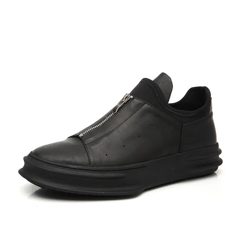 Italian Brand New Men Thick Platform Real Leather Casual Shoes Big Boys Zipper Gothic Hip Hop Footwear Male Retro | Обувь