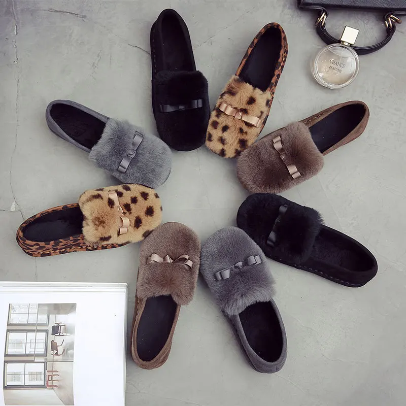 

2018 Lazy Slip-on Foot Covering Flat bao wen rong in tu mao xie WOMEN'S Shoes Autumn And Winter Furry Shoe