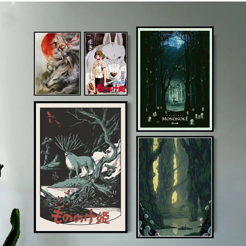 Home-Decoration-Prints-Painting-Wall-Art-Princess-Mononoke-Japan-Anime-Nordic-Pictures-Modular-Canvas-Poster-Bedside