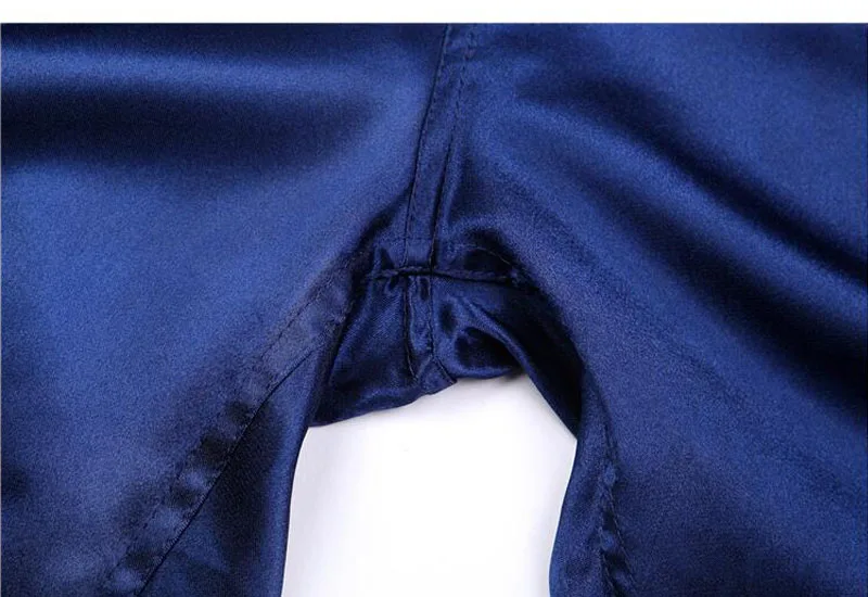 European USA Shorts Sleepwear Summer Soft Tinted Silk Pants Solid Color Flat Pants Loose Summer Beach Pants Family Pyjamas Male