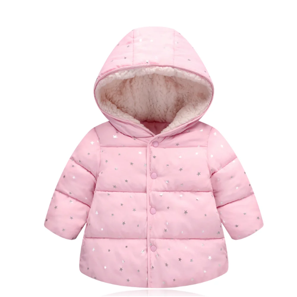Одежда для маленьких девочек милая куртка для девочек, зимнее детское рождественское пальто плотные парки с капюшоном Детская осенняя одежда для малышей из хлопка - Цвет: Pink