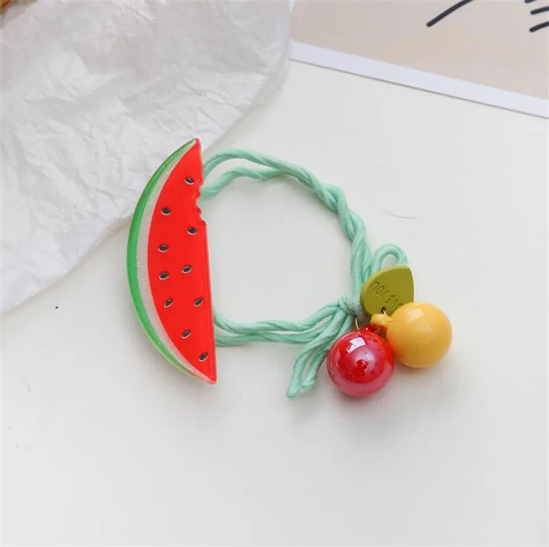 watermelon Летние милые фруктовые резинки для женщин, девушек, детей эластичные волосы резиновые ленты аксессуары галстук резинка для волос конский хвост держатель головной убор - Цвет: watermelon