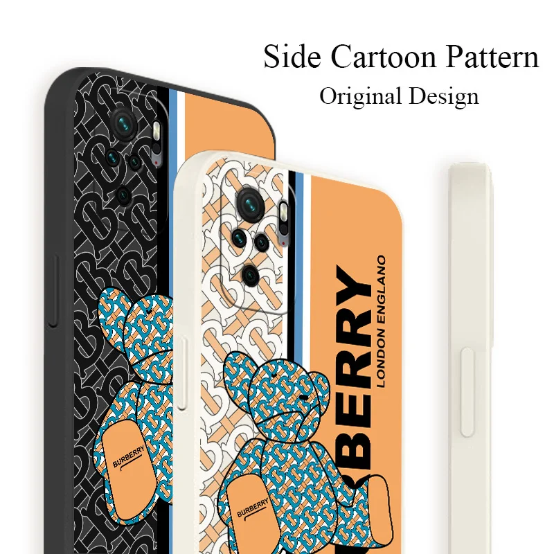 English Bear Case For Xiaomi Redmi Note 10 10S 9T 9 8 7 Pro Max Redmi 9 9A 9T K40 K30 K20 Pro Soft Liquid Silicone Phone Cover