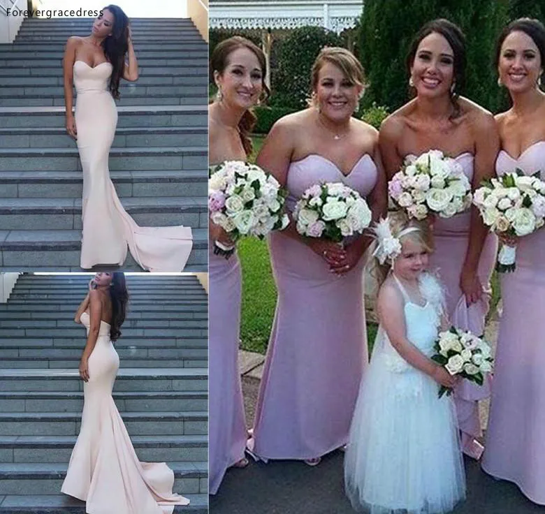 

Cheap Simple Bridesmaid Dress Mermaid Sweetheart Long Country Garden Wedding Party Guest Maid of Honor Gown Plus Size