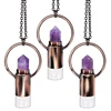 KFT 2ML Glass Bottle Natural Crystal Quartz Roll On Perfume Bottle Pendant Necklace Quartz Crystal Essential Oil Roller Bottle 2