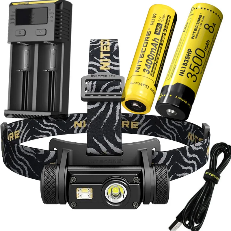 NL1834 NL1835HP I2 NITECORE HC65 USB Перезаряжаемый налобный фонарь CREE XM-L2 U2 max 1000 люмен дальность луча 110 м наружная фара для велосипеда - Испускаемый цвет: NL1834 NL1835HP I2