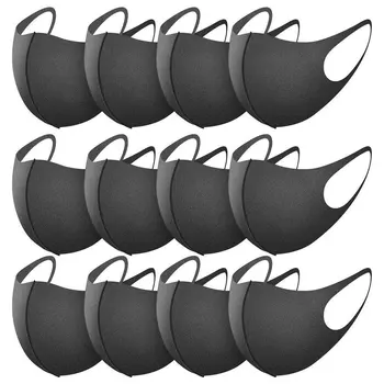 

Reusable Face Mouth Mask Black Washable Soft Face Masks Adult Fashion Anti Haze Anti Dust Earloop Mask for Germ Protection