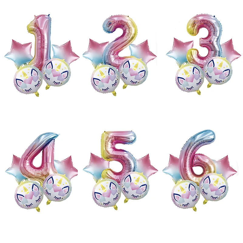 

5pcs set Aliuminium Foil Helium Globos Unicorn Balloon Birthday Party Decorations Kids Unicorn Party