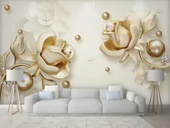 

CJSIR Custom Wallpaper Murals 3d High Quality Pearl Floral Background Walls Modern Fashion Big 3d Mural Wallpaper Home Decor