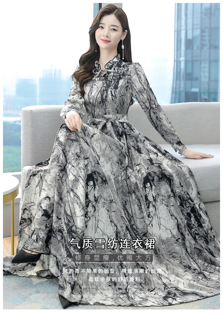 Women Floral Chiffon Maxi Evening Dress 2024 Boho Casual