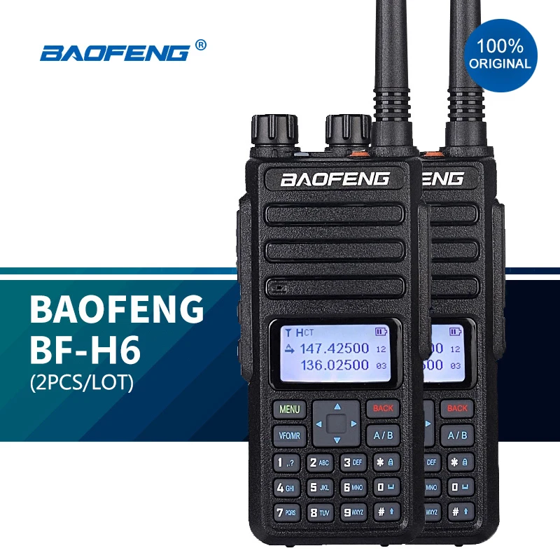 2PCS/LOT Transceiver BF-H6 Walkie-Talkie 10km 10W Ham vhf Radios High Power Transmitter Baofeng Two Way Dual Band Radio 2021 NEW