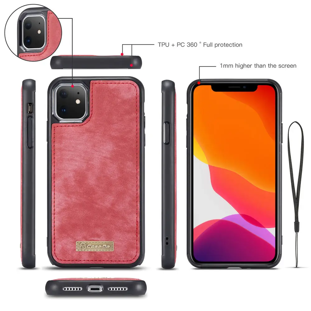 Чехол для iphone 11 Pro Max xs max xr x 6 6s 7 8 plus, съемный магнитный чехол для телефона, кожаный чехол-бумажник etui
