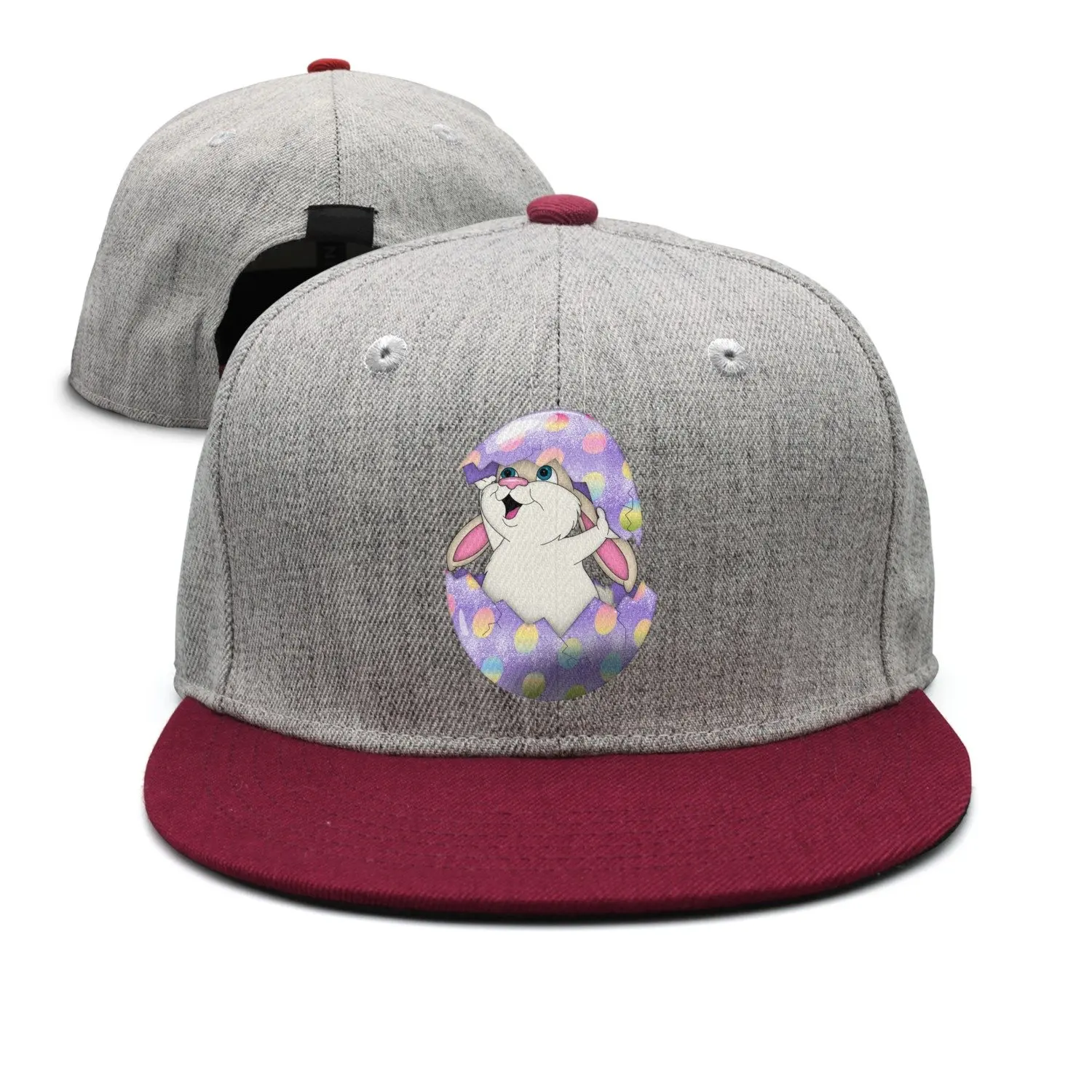 

SJSNBZ Easter Eggs Rabbit Breathable Unisex Adult Womens Snapback Caps
