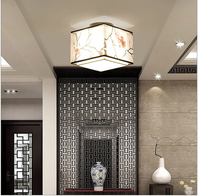 Новый китайский стиль светодиодный потолок ткань спальня круг 20 см креативное освещение прохода, входа лампы для балкона оптом