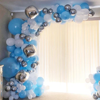 

127pcs DIY Globals Balloons Garland Arch Kit 4D Silver Blue Balloon Wedding Birthday Baby Showr Party Decor