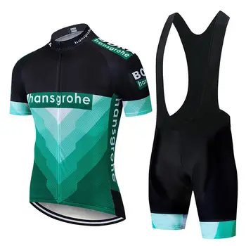 

Green Pro Team Uniform Cycling Gel Padded Shorts and Breathable Top with Rear Pockets Cycling Suit