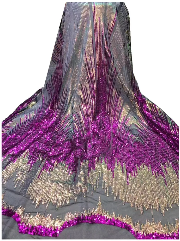 

African Lace Fabric 2019 Embroidered Nigerian Laces Fabric High Quality French Tulle Lace Fabric With Sequins zh1-1126