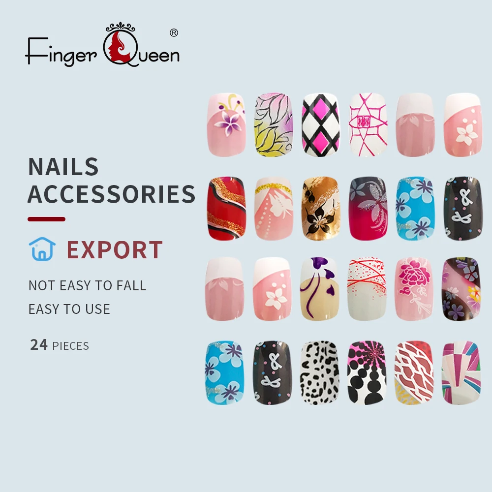 

24pcs artificial nails pink child cute fake nails little girl nail tips