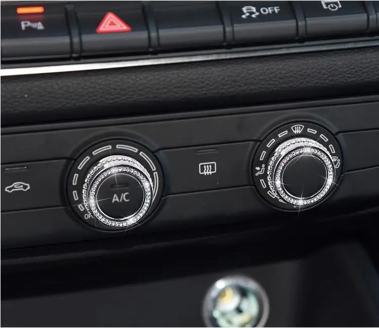 Алмазное кольцо для кондиционера, Ручка громкости, декоративная крышка для Audi A3, наклейки на руль автомобиля