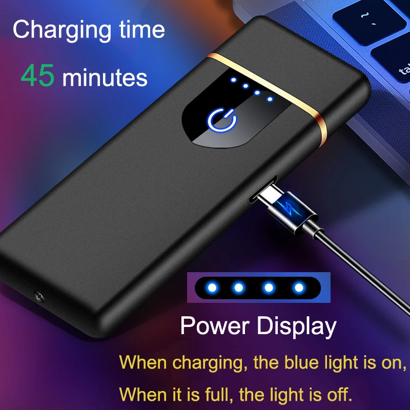 

USB Lighter Fingerprint Touch Sensing Smart Lighters Rechargeable Flameless Cigarette Igniter Mini Double-sided Ignition Lighter