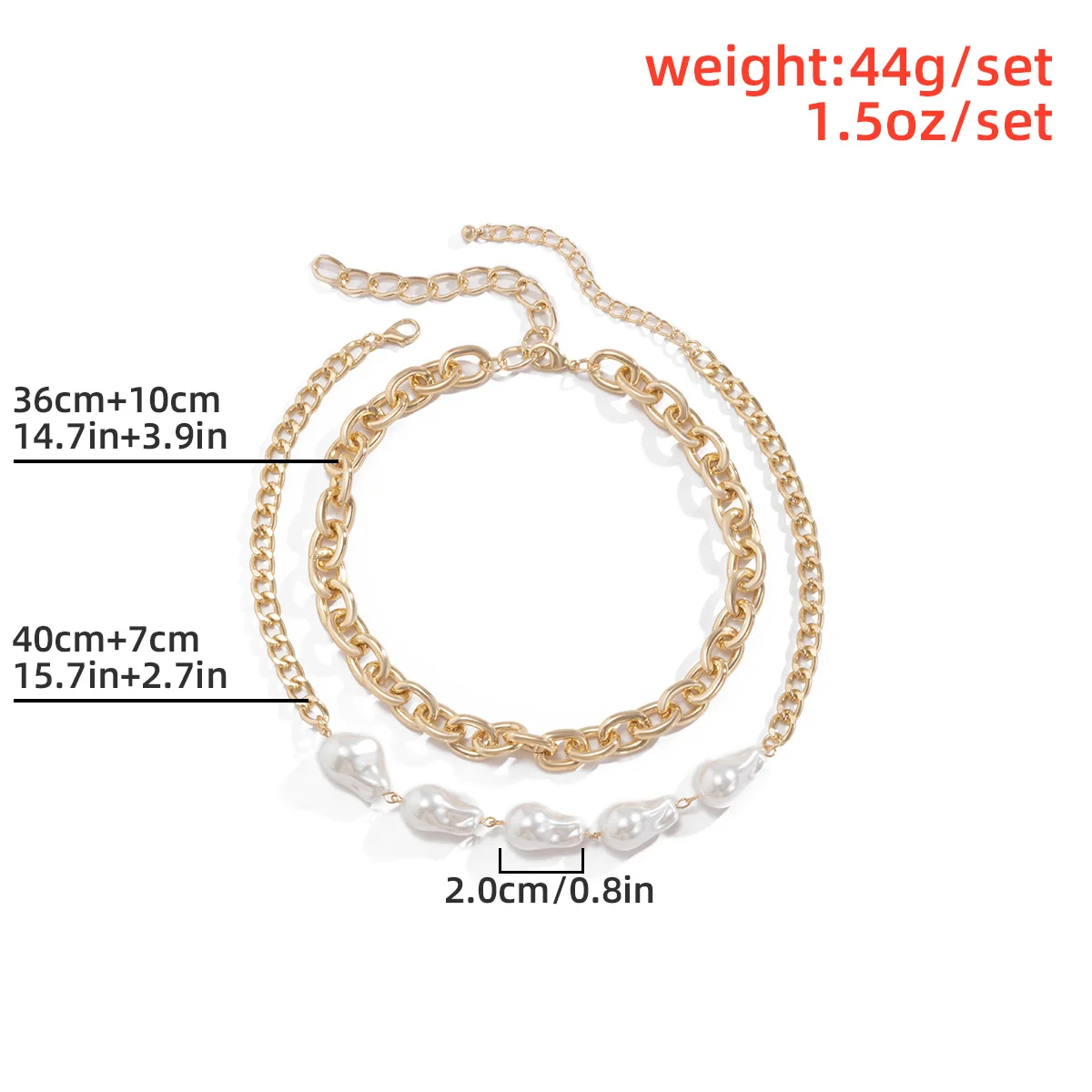 2Pcs/Set Punk Cuban Thick Chain 