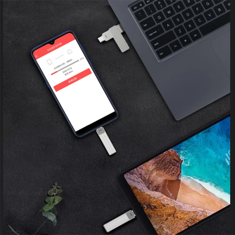  Xiaomi Dual Interface U Disk 2-in-1 USB 3.1 To Type-C Dual Interface U-Disk Rotation Memory Disk 12