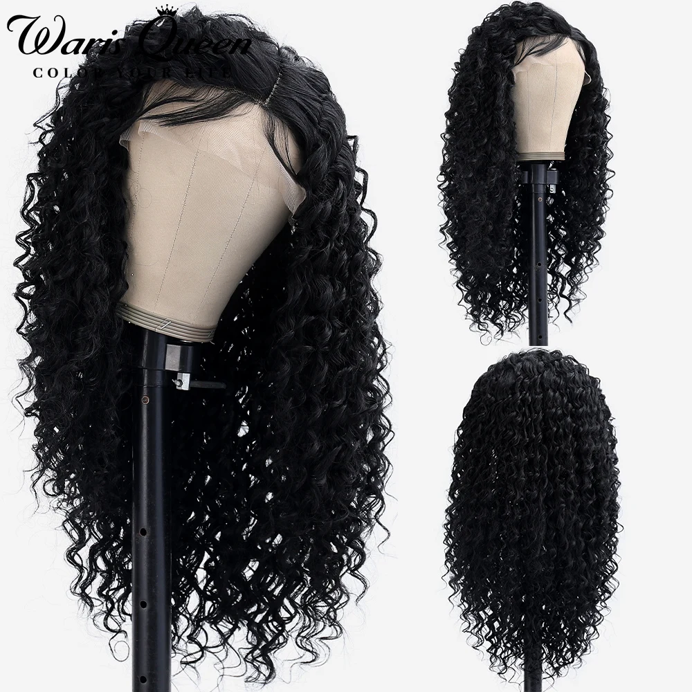 

Deep Wave Lace Front Wig Jerry Kinky Curly Synthetic Natural Hair 26inch Glueless 13x4 HD Lace Frontal Wigs For Black Women