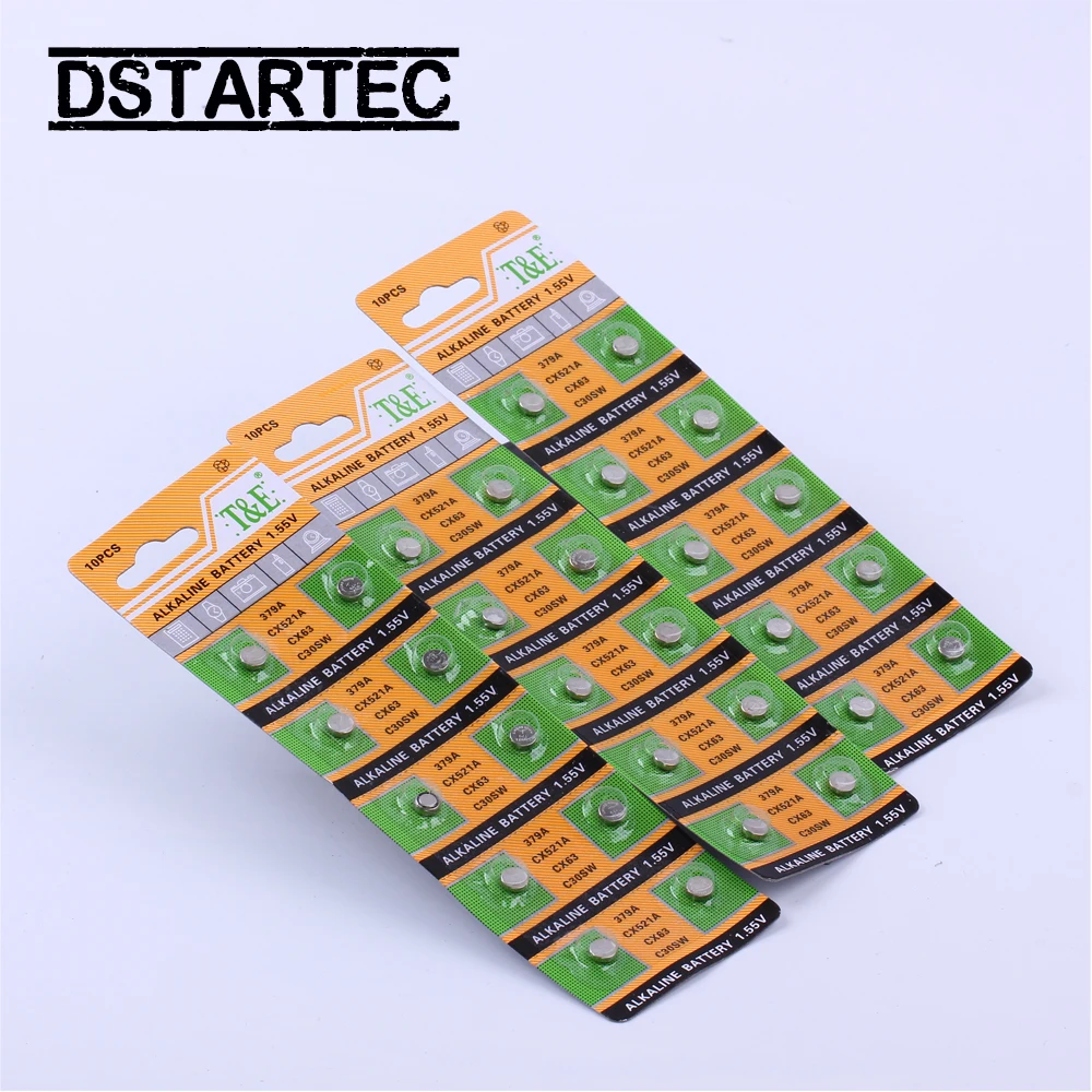 Щелочные кнопочные батарейки 1 55 в AG0 SR63 LR69 LR521 379A SR521SW GP379 D379 V379 V520 AG 0 10 шт.|Часовые