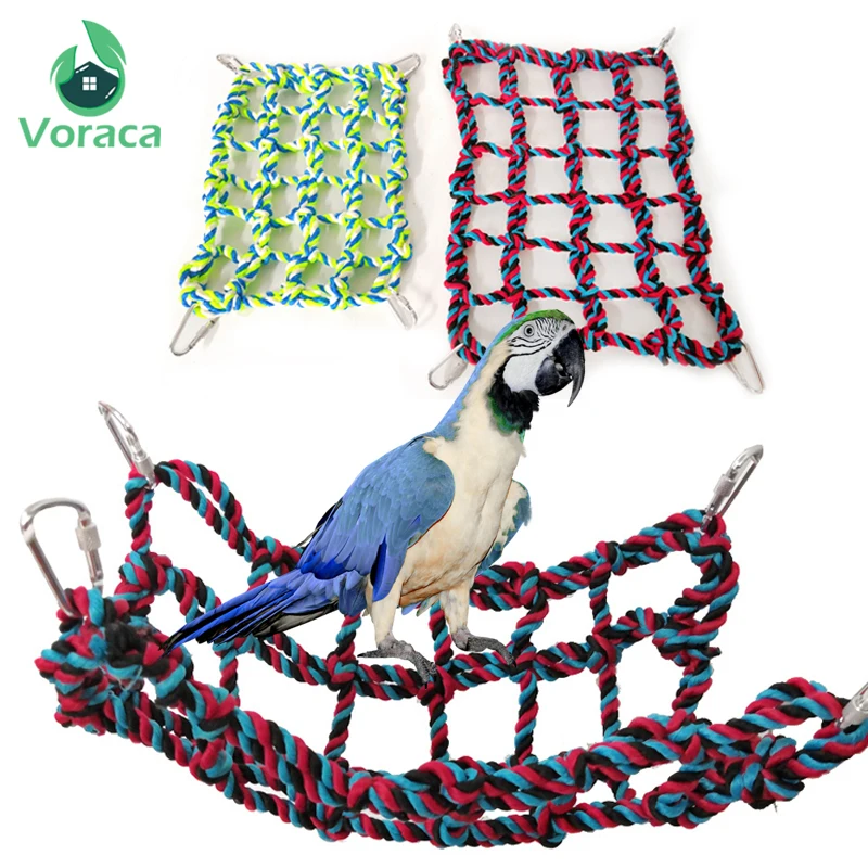 2 Sizes Parrot Climbing Rope Net Weave Ladder Hemp Rope Training Cotton