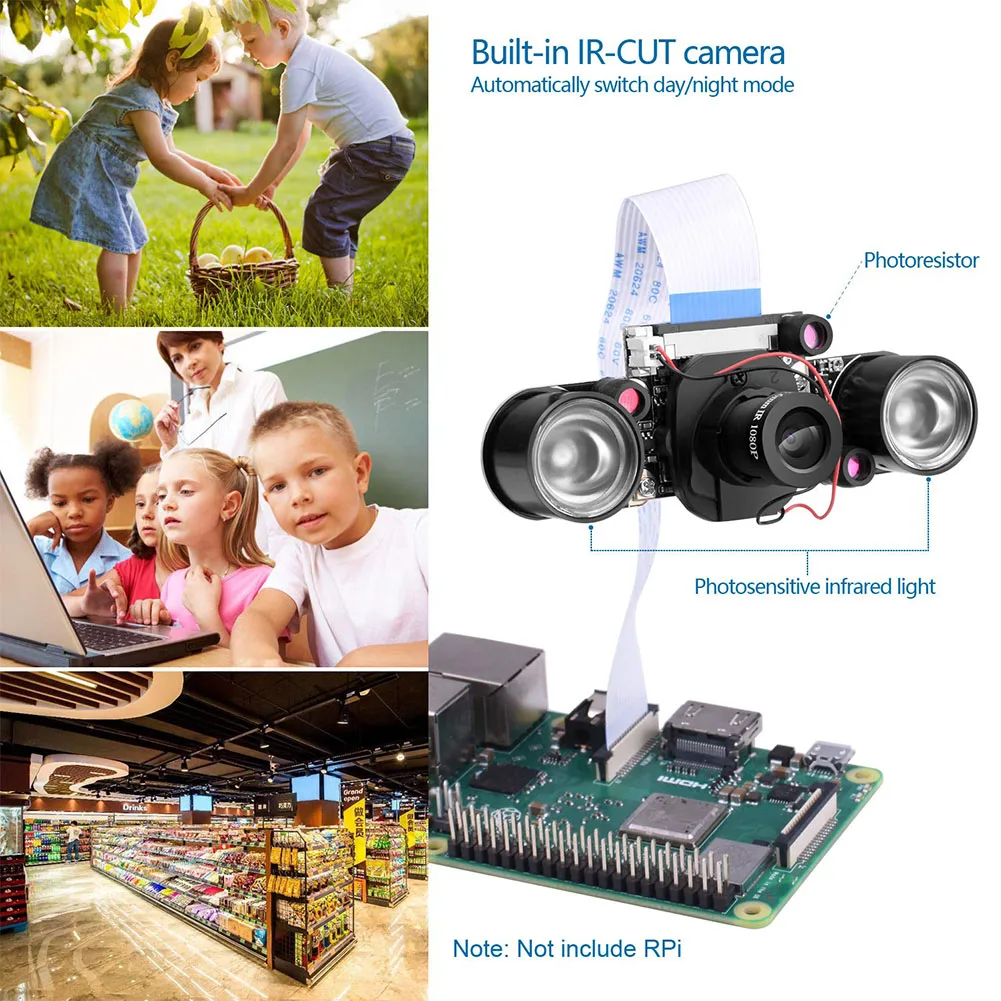 Регулируемый веб-камера Ручной модуль видеокамеры hd-сенсор ИК-вырез электронный с заполняющим светом для Raspberry Pi 3 2 B +