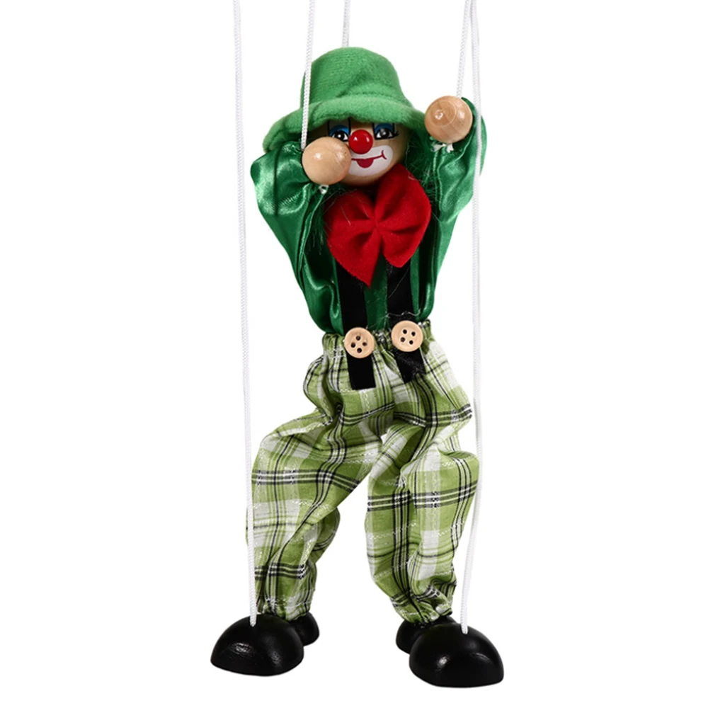 Классический Забавный винтажный цветной кукольный клоун деревянный марионетт игрушки ручной работы кукла для совместной деятельности подарки для детей - Цвет: Green