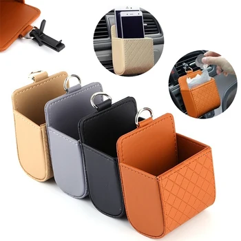 

1Pcs Car Styling PU Leather Coin Bag Case Car Outlet Vent Seat Back Tidy Storage Box Pocket Organizer Hanging Holder Pouch