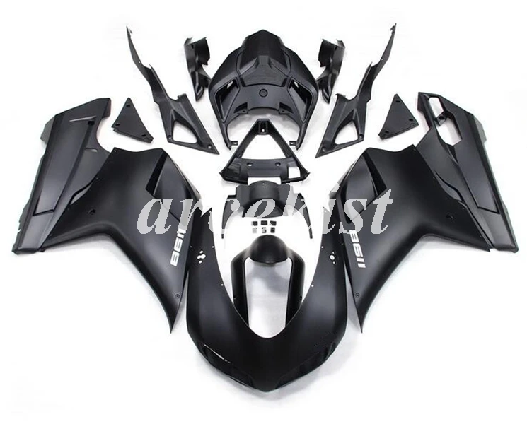 ABS полный обтекатель комплект подходит для DUCATI 848 evo 1098 1198 1098S 2007 2008 2009 2010 2011 2012 набор черный - Цвет: black