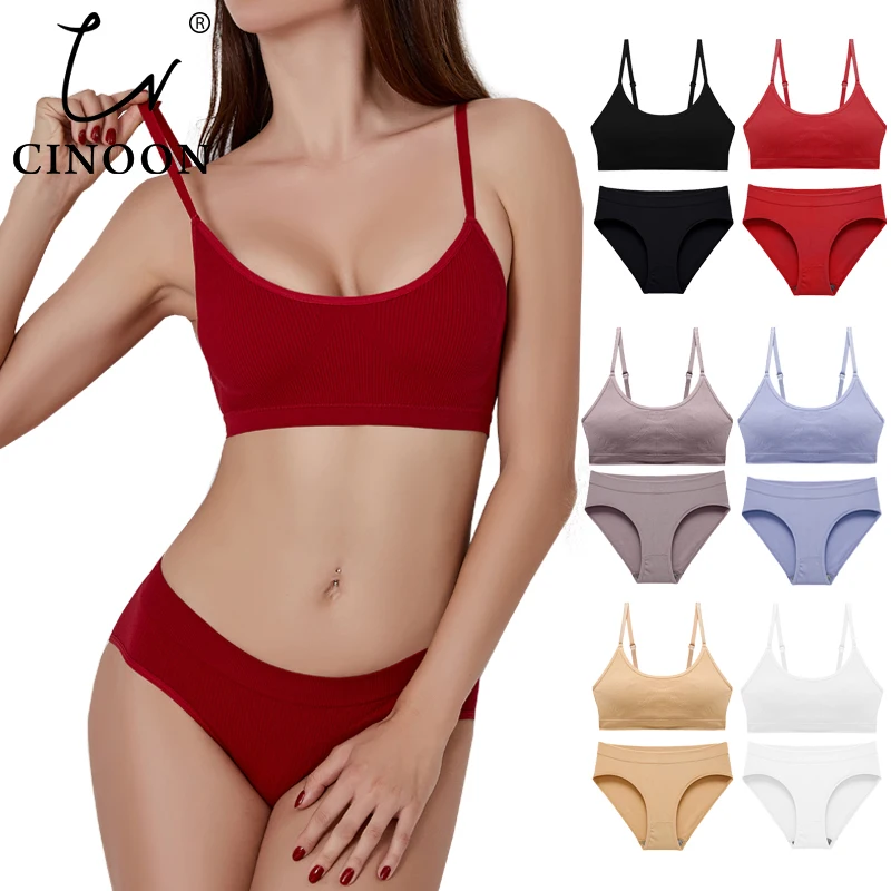 

CINOON Seamless Bra Set Push Up Bra+ Pantys Brassiere Fitness Underwear Lingerie Women's Soft Comfort Sexy Stretchy Tank Suit