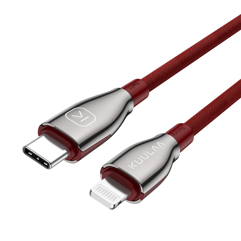 KUULAA USB C к Lightning Кабель MFi PD для iPhone 11 Pro Max X XS 8 XR 18 Вт Быстрая зарядка type C кабель для Macbook iPad Pro 12,9 - Цвет: Red