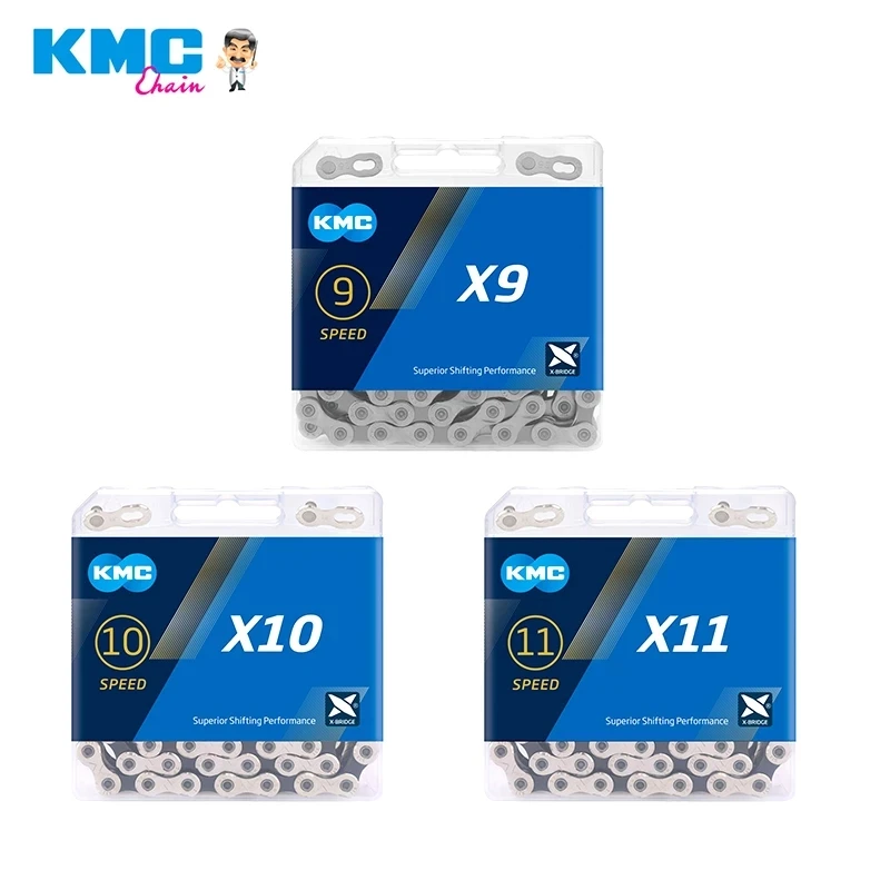 KMC, x9x10x11 speed 116maillons chain mountain bike/Road, suitable for SRAM 9s 10s 11 speed, 9V, 10V, 11 V, bicycle parts, accessories