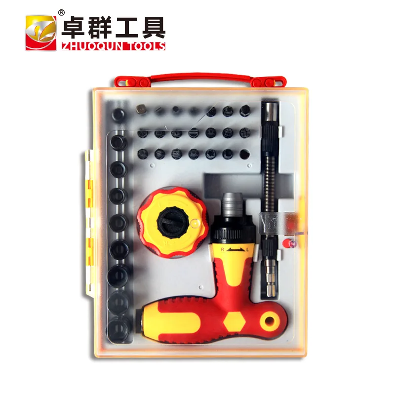 

New Style 34 One Multi-functional Combination Tool Kit Adjustable Fast Ratchet Wheel Sleeve Multi-Purpose Screwdriver Set