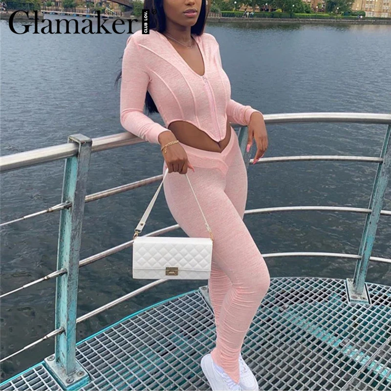 Женский комплект из двух предметов для фитнеса Glamaker Осенний сексуальный