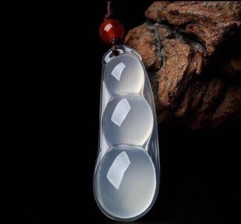 

LETSFUN Natural White Beans Jade Pendant Necklace Jewelry Gift Gemstone Necklace Women