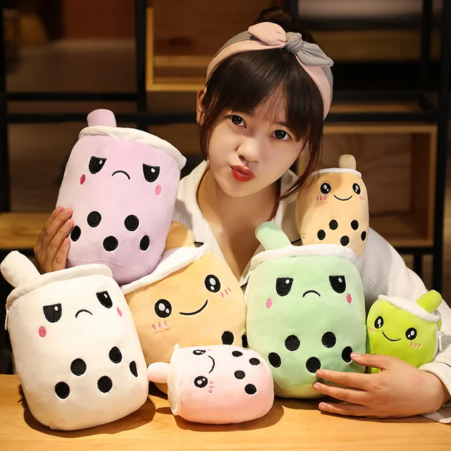 15/25cm Flip Reversible Bubble Tea Juice Cup Plush Toy Stuffed Colorful Emotional Drink Happy Angry Decoration Prop Dropshipping 6
