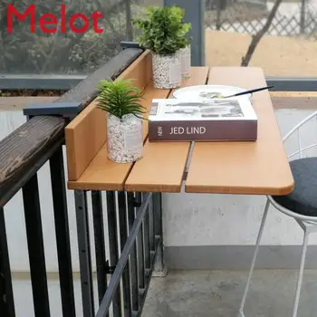 

Balcony railing hanging table Folding convenient hanging computer table home bar counter Creative lifting folding desk