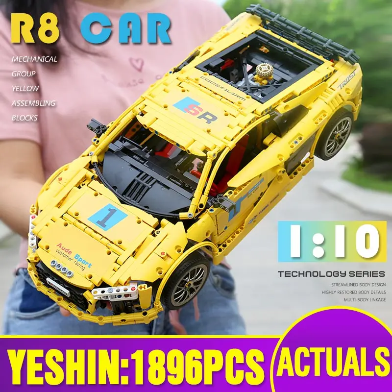 1:8 Technic автомобильные игрушки совместимые с MOC 4463 R8 V10 скоростной автомобиль в