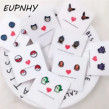 EUPNHY, для девочек, с мультяшным принтом, 2 предмета игры "Покемон го", серьги-гвоздики с Для женщин подростков девочек, не вызывает аллергии, серьги-гвоздики, серьги, ювелирное изделие, подарки на день рождения