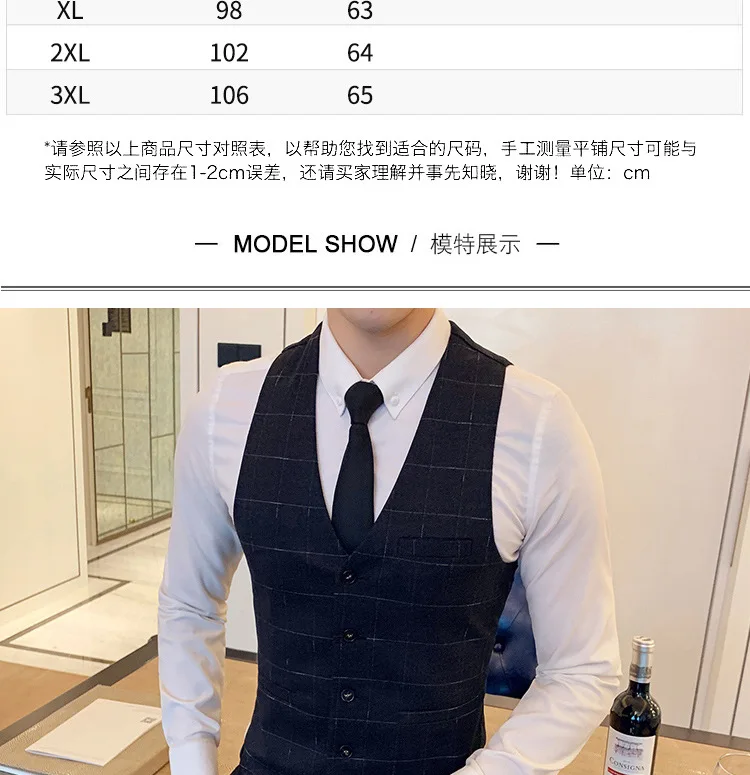 Small Suit Waistcoat Men Spring And Autumn Business Casual Vest Suit Korean-style Slim Fit Plaid Handsome Fashion Vest