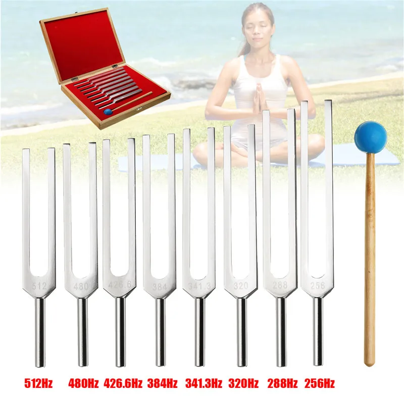 8Pcs/Set Aluminum Medical Tuning Fork Healing Sound Vibration Therapy 256Hz+288Hz+320Hz+341Hz+384Hz+426Hz+480Hz+512Hz | Инструменты