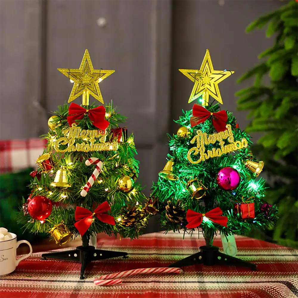 Table Top Christmas Tree New Year Gifts Kids Toys Artificial Tree Wall Hanging LED Ornaments Christmas Decoration for Home