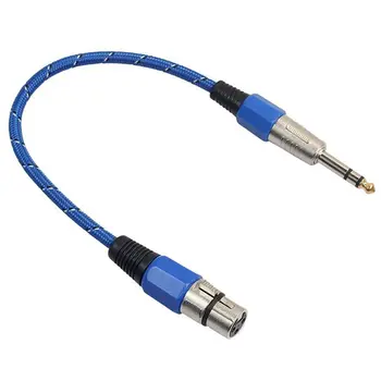 

3Pin XLR Female Jack to 6.35mm Male Plug Stereo Microphone Cable Adapter Connectors Blue